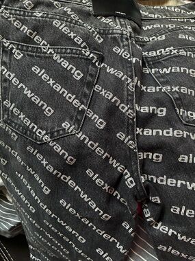 Alexander Wang Black Logo-Print Skinny Jeans